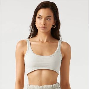 JOAH BROWN SPORTY CROP COLOR: FOG COTTON NWOT